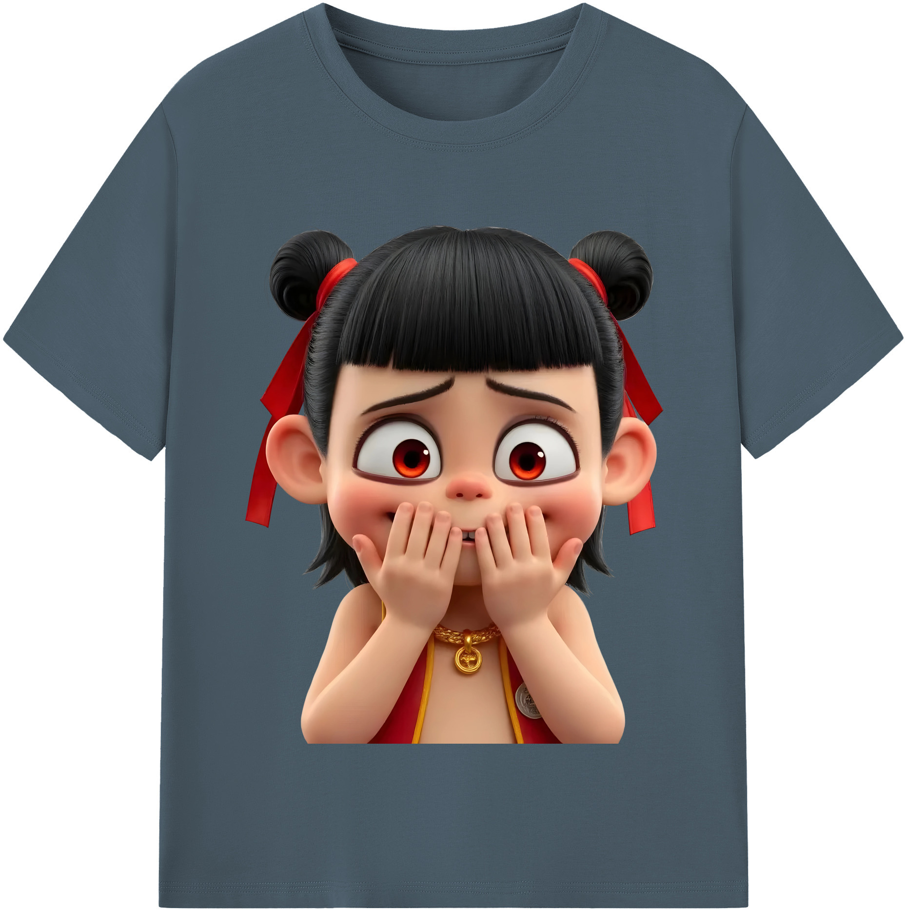 （画像用） Ne Zha 2 ナタ 魔童の大暴れ 綿100％半袖Tシャツ（フロントプリント）